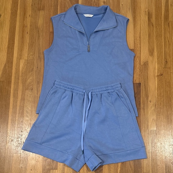 Glamaker Pants - Glamaker | Women’s Periwinkle/Blue Sleeveless Zip-Up Top and Shorts Set